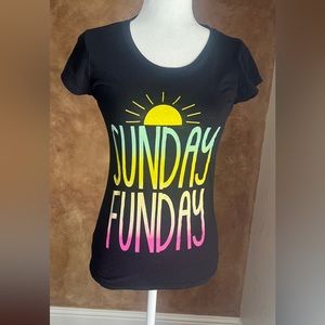 Rue 21 Black Graphic T-Shirt “Sunday Funday” Size Medium